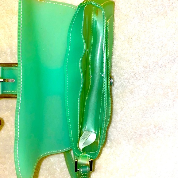 COPY - vintage Liz Claiborne Aquamarine Jelly clutch wristlet purse - Picture 3 of 4